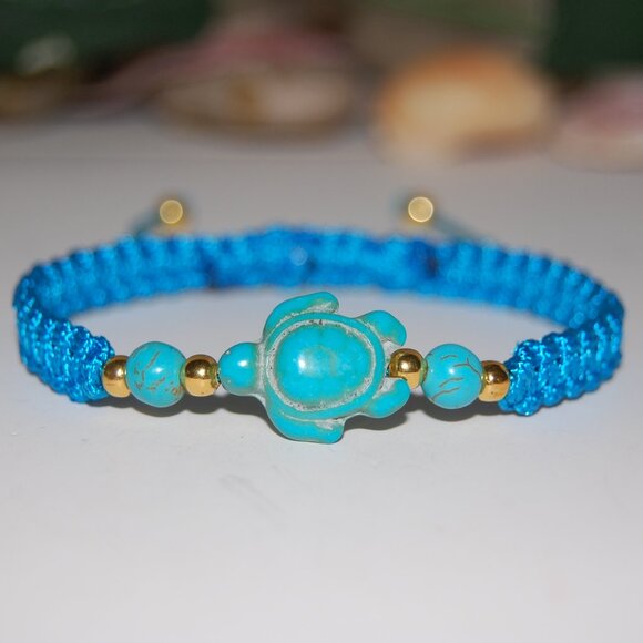 Turtle Bracelet,Braided Bracelet,Blue Turtle Bracelet,Good Wishes Bracelet - Picture 3 of 3